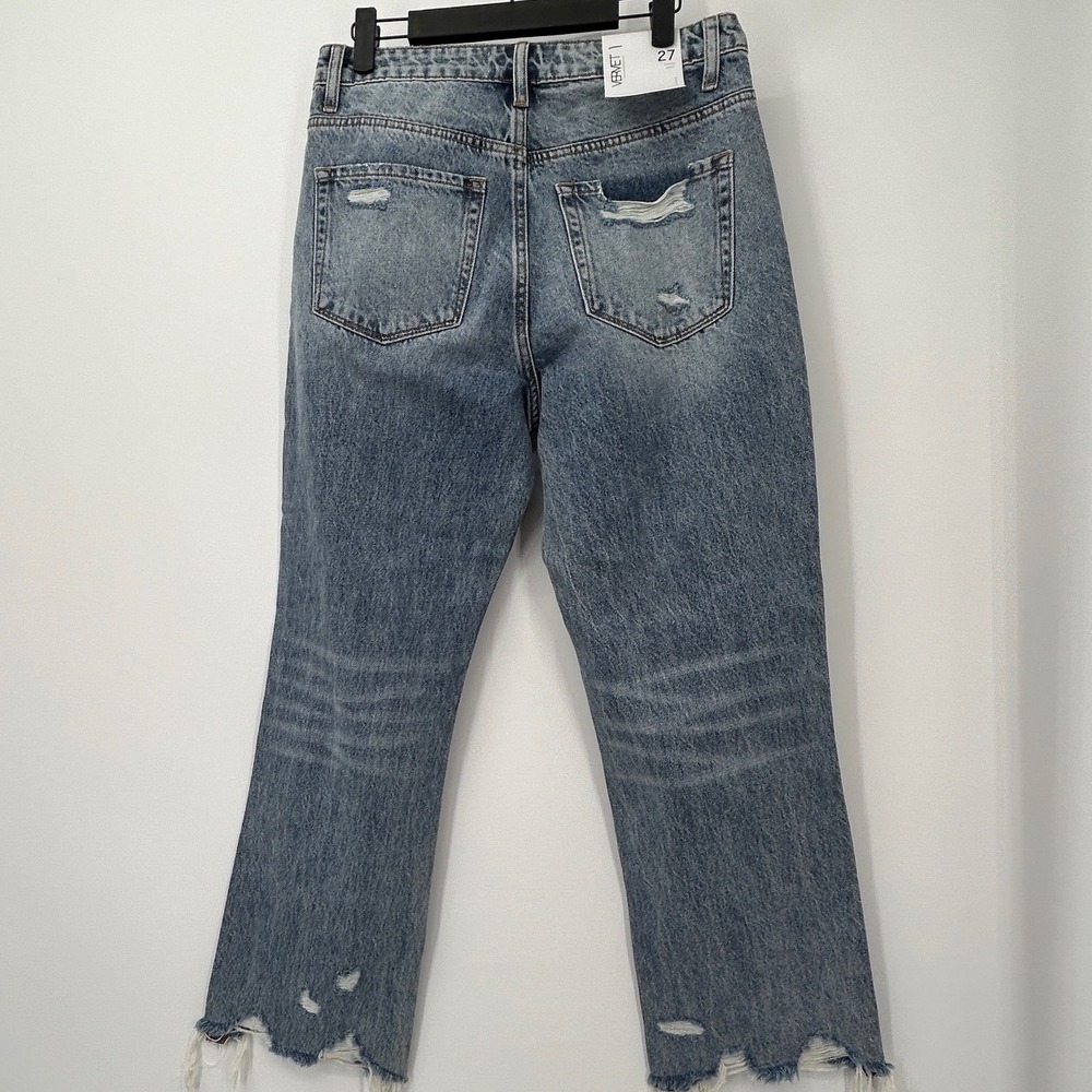 Vervet Los Angeles Cropped Rip Jeans High Rise Straight Leg Distressed Blue 27 - Picture 6 of 8